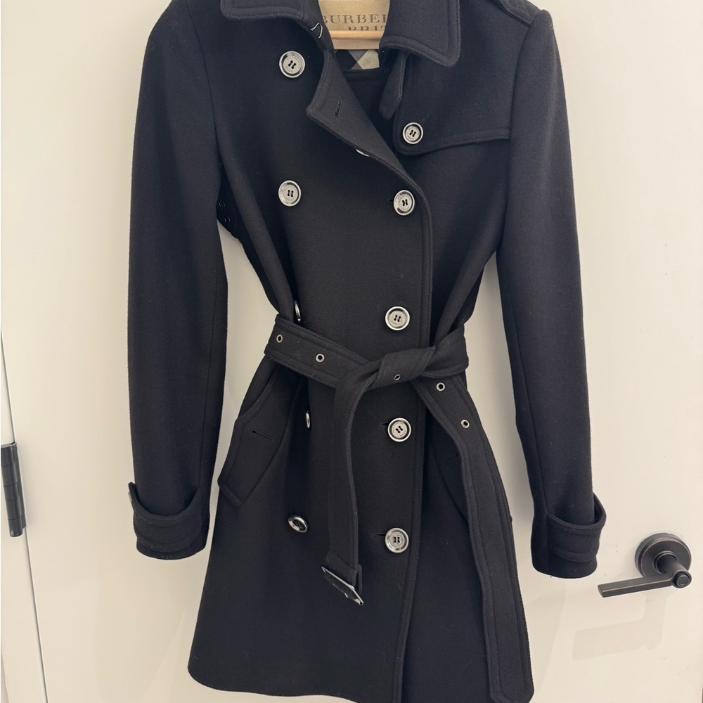 Burberry Black Wool Trench Coat